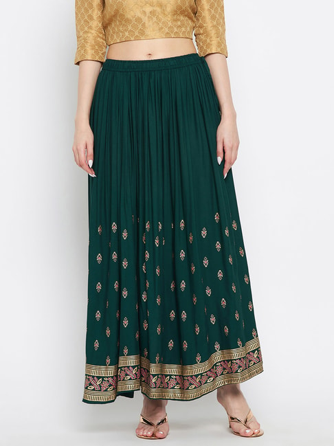 Clora Creation Green Printed Maxi Skirt Price in India