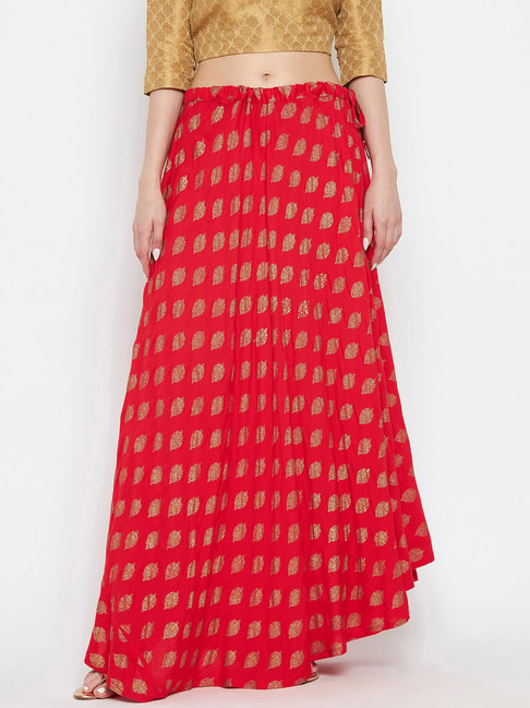 Clora Creation Red Printed Maxi Skirt Price in India