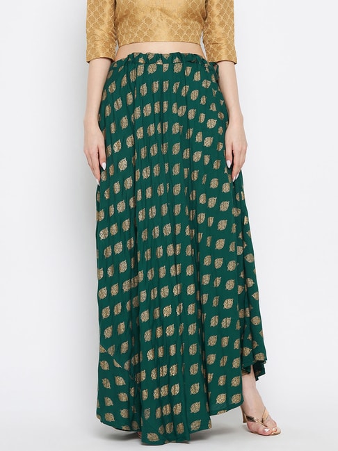 Clora Creation Green Printed Maxi Skirt Price in India