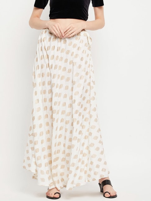 Clora Creation Off White Printed Maxi Skirt Price in India