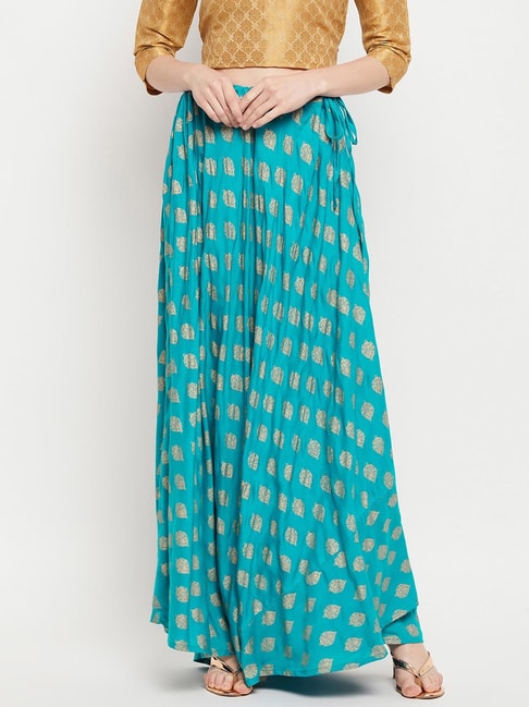 Clora Creation Blue Printed Maxi Skirt Price in India