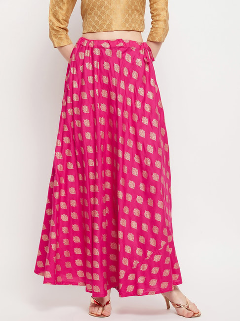 Clora Creation Pink Printed Maxi Skirt Price in India