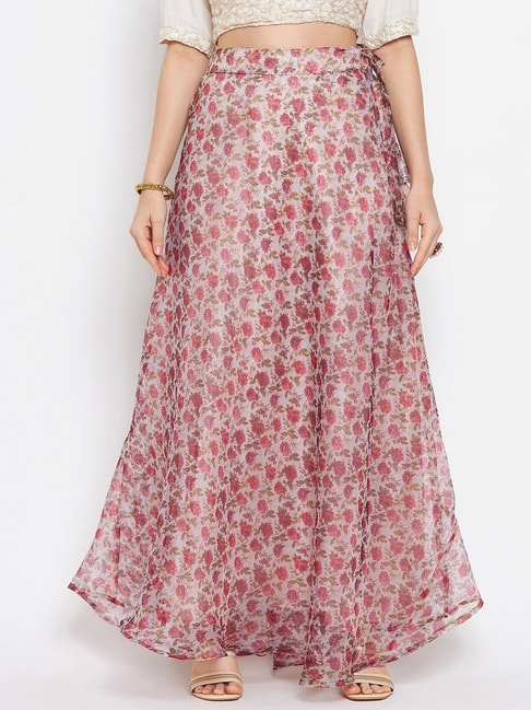 Clora Creation Pink Floral Maxi Skirt Price in India