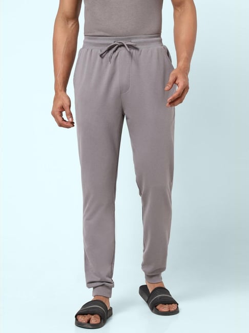 Slim Fit Nite Joggers Grey Ajile By Pantaloons Grey Cotton Slim Fit