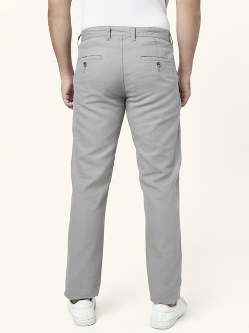 YU by Pantaloons Grey Cotton Slim Fit Trousers