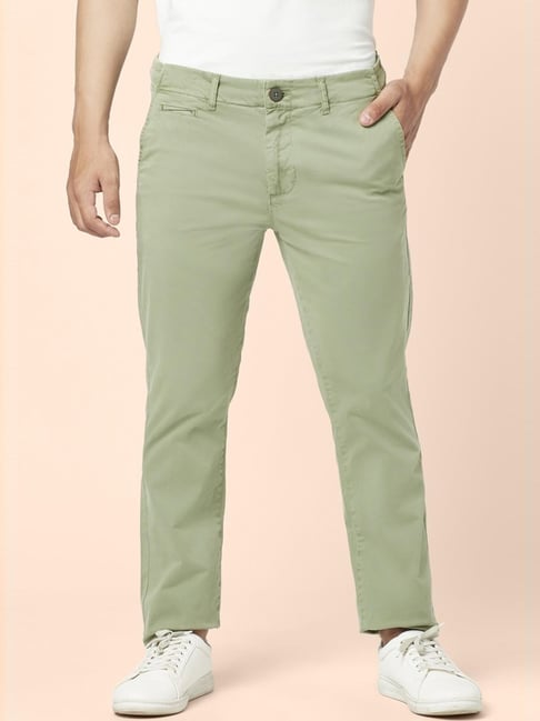 Beige Solid AnkleLength waist rise Casual Men Regular Fit Trousers   Selling Fast at Pantaloonscom