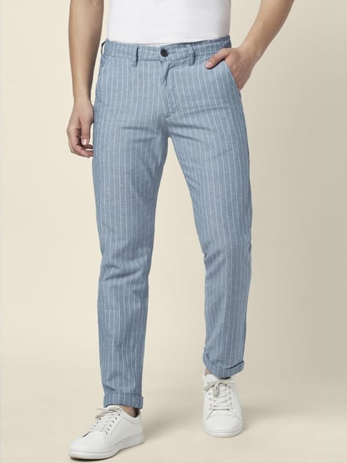 Buy True Blue White Striped Trousers for Men Online @ Tata CLiQ