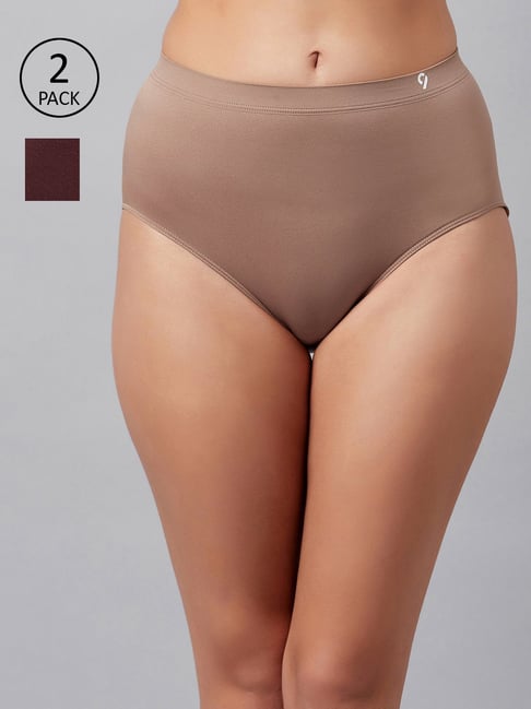 C9 Airwear Brown & Beige Hipster Panty (Pack Of 2)