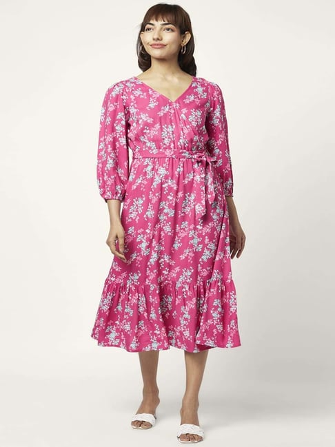 Honey by Pantaloons Pink Cotton A-Line Dress