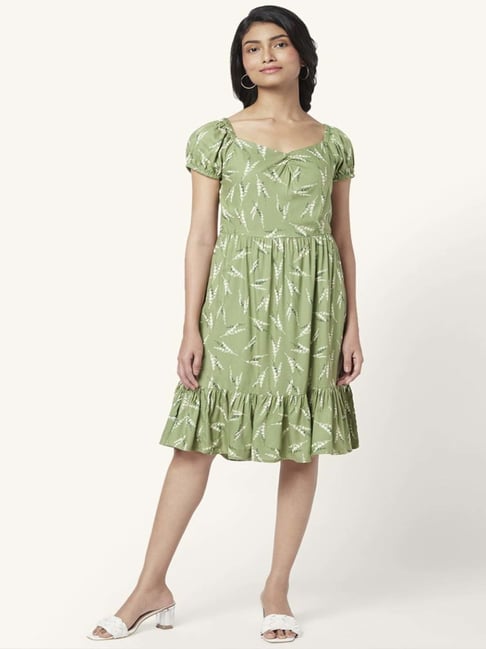 Honey by Pantaloons Green Printed A-Line Dress-picture-17