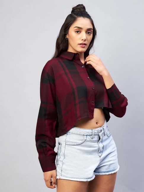 chimpaaanzee Chimpanzee Maroon & Black Chequered Shirt-picture-16