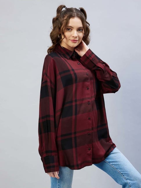chimpaaanzee Chimpanzee Maroon & Black Chequered Shirt-picture-13