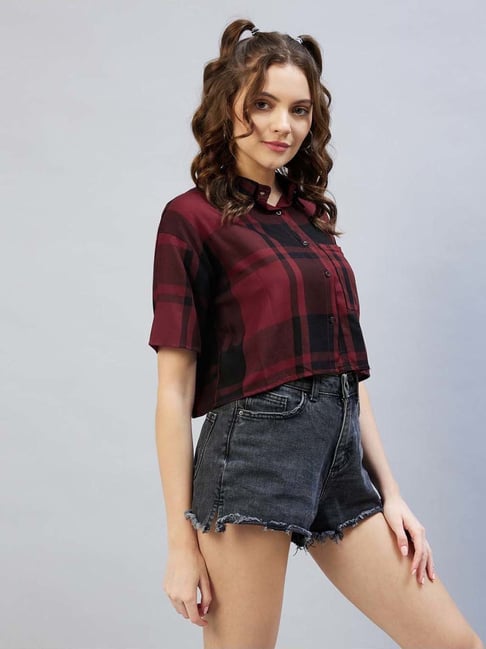 chimpaaanzee Chimpanzee Maroon & Black Chequered Shirt-picture-18