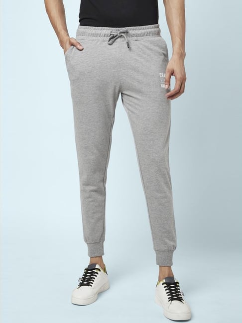 People by Pantaloons Grey Melange Regular Fit Trackpants