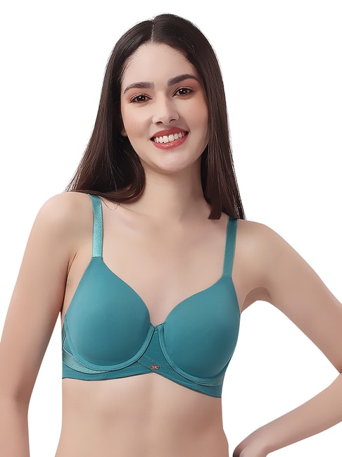Soie Teal Full Coverage T-Shirt Bra Price in India