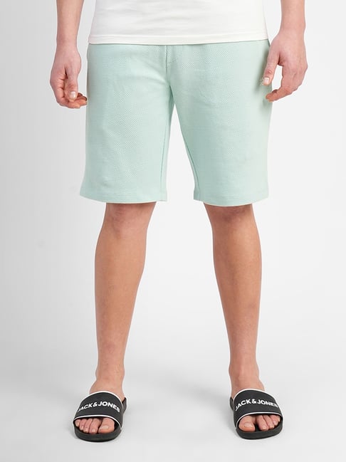 Jack & Jones Green Cotton Slim Fit Shorts