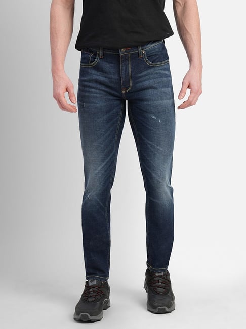 Jack & Jones Dark Blue Skinny Fit Distressed Jeans