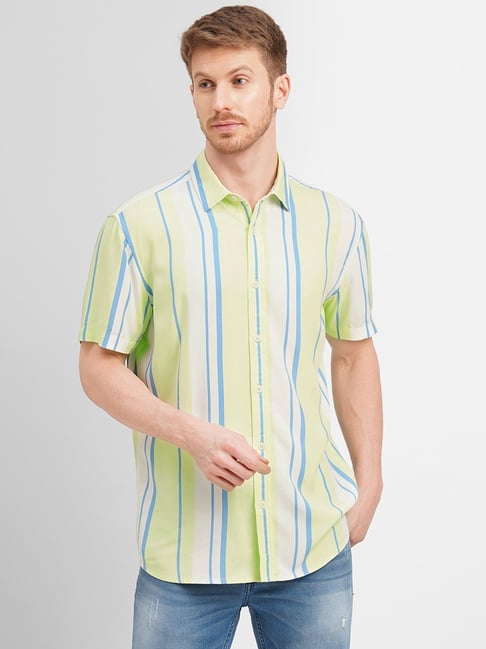 Jack & Jones Green Slim Fit Striped Shirt