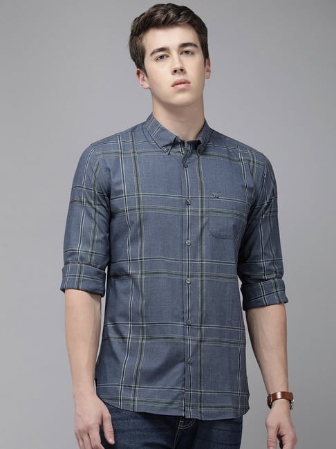 The Bear House Blue Slim Fit Check Shirt