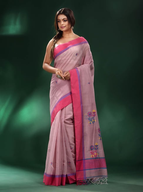 MAUVE PINK DESIGNER EMBROIDERED SATIN SILK SAREE – Zaribanaras global