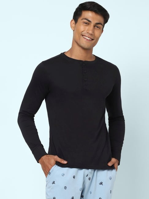 Ajile by Pantaloons Black Cotton Slim Fit Lounge T-Shirt-picture-43