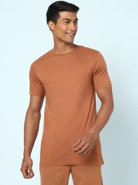 Ajile by Pantaloons Choclate Brown Cotton Slim Fit Lounge T-Shirt-picture-180