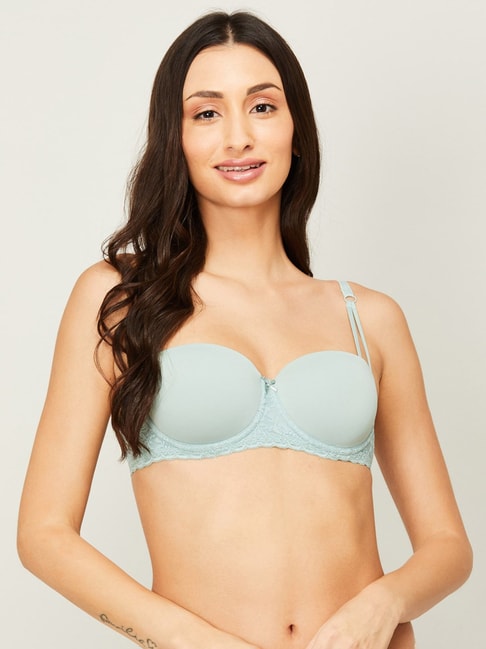 Ginger by Lifestyle Green Lace Pattern Demi Cup Bra Price in India