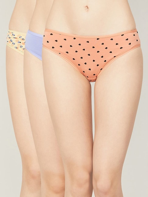 Ginger by Lifestyle Peach & Purple Printed Hipster Panties - Pack Of 3 Price in India