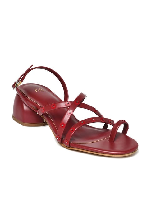 Wedding shoes burgundy, Velvet Block Heels Sandals - Veloudenia