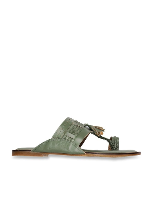 W Women's Green Toe Ring Sandals Price in India