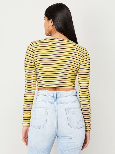 Black and yellow deals striped crop top