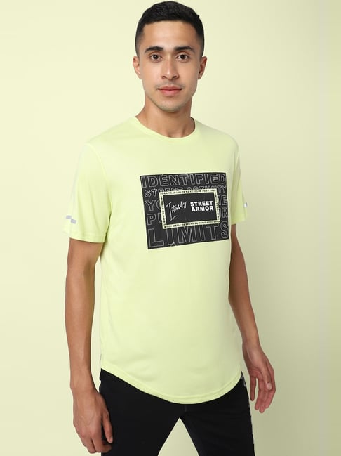 Street Armor by Pantaloons Neon Green Regular Fit Printed T-Shirt