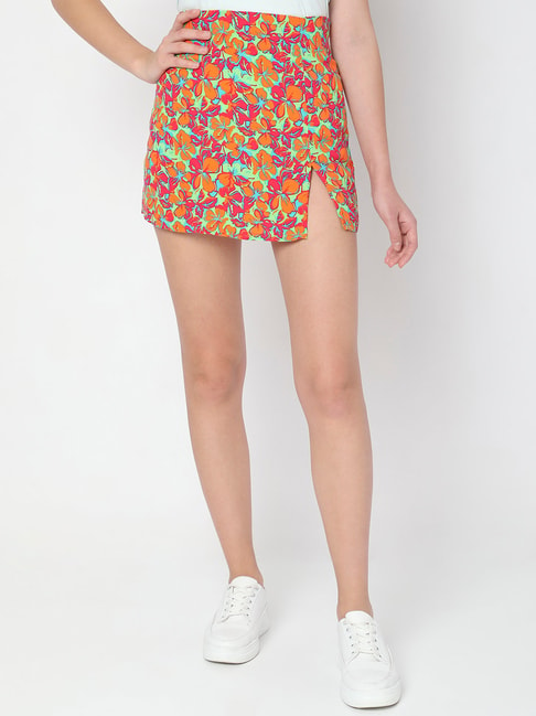 Vero Moda Multicolor Floral Print Mini Skirt Price in India