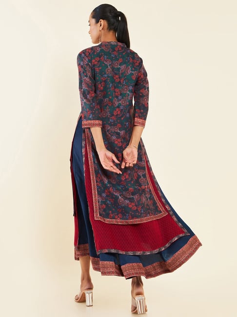 Maroon Georgette Kurtas For Women at Best Price From Soch - Maroon Georgette  Kurta With Self Embroidery And Sequins