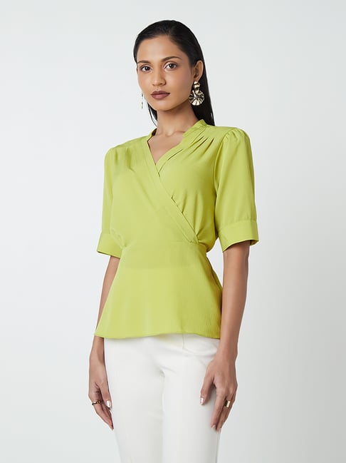 Wardrobe by Westside Lime Peplum Top Price in India