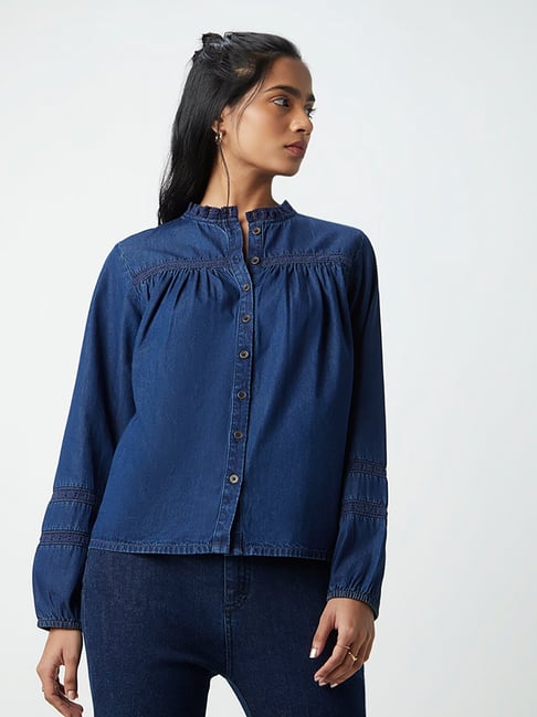 LOV by Westside Navy Chambray Malia Blouse Price in India