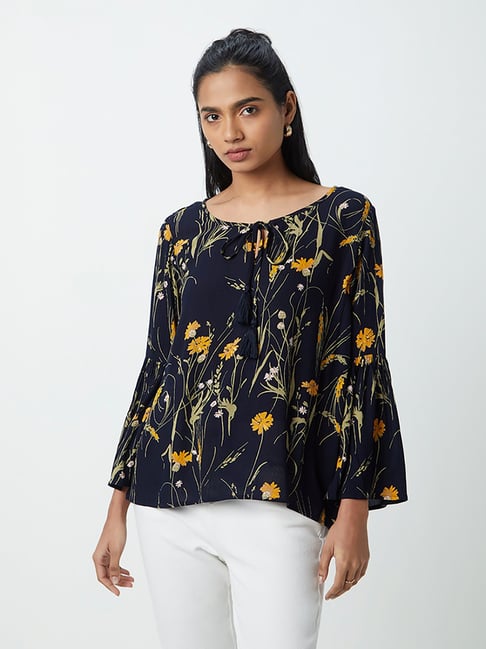 LOV by Westside Navy Printed Venus Blouse Price in India