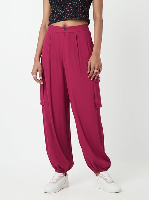 Nuon by Westside Magenta Jogger-Style Pants