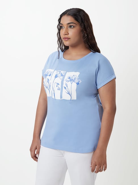 Gia Curves by Westside Blue Graphic Print T-shirt Price in India