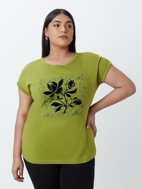 Gia Curves by Westside Green Printed Bella T-Shirt Price in India