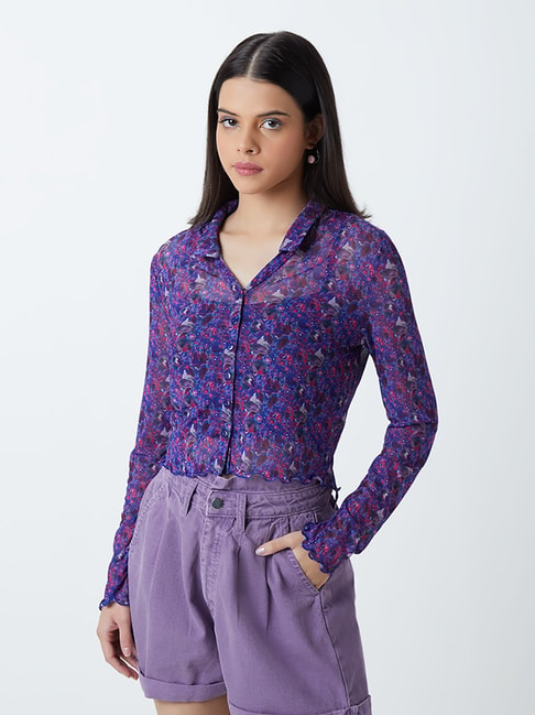 Nuon by Westside Purple Printed Shirt With Inner Price in India
