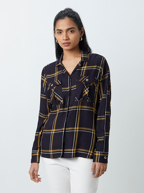 LOV by Westside Navy Flannel Shirt Price in India