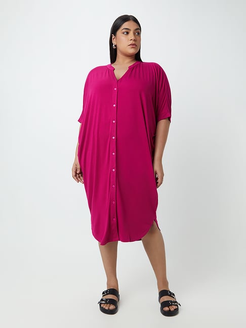 Gia Curves by Westside Magenta Batwing Sleeve Dress