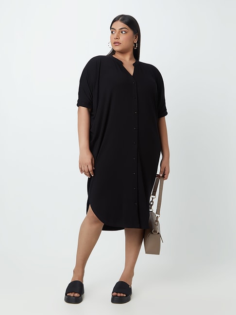 Gia Curves by Westside Black Batwing Sleeve Dress Price in India