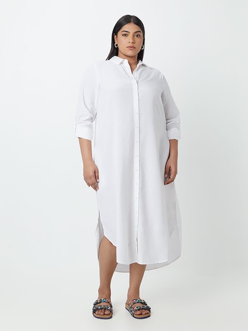 Gia Curves by Westside White Button-Down Shirtdress Price in India