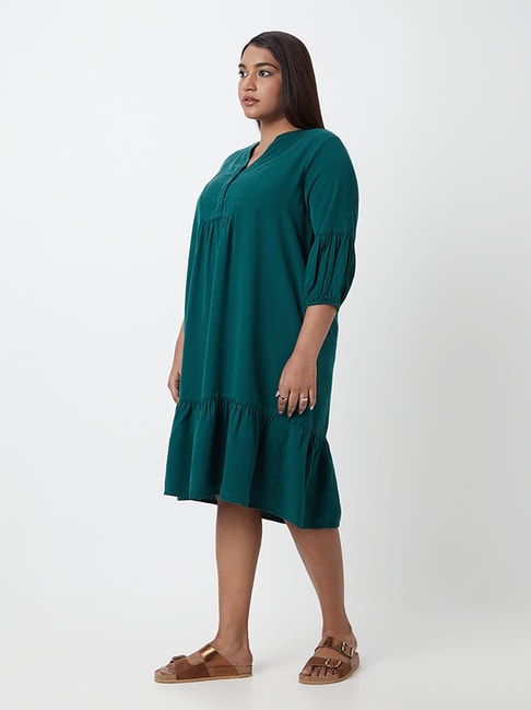 Gia Curves by Westside Teal Tiered Dress Price in India