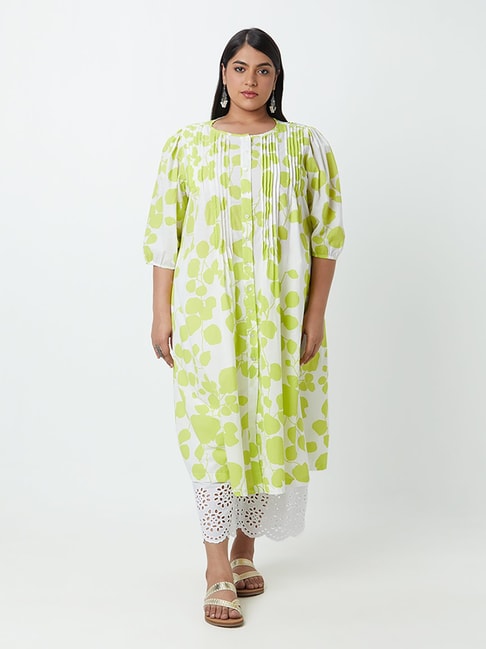 Diza Curves by Westside Lime Printed A-Line Kurta Price in India