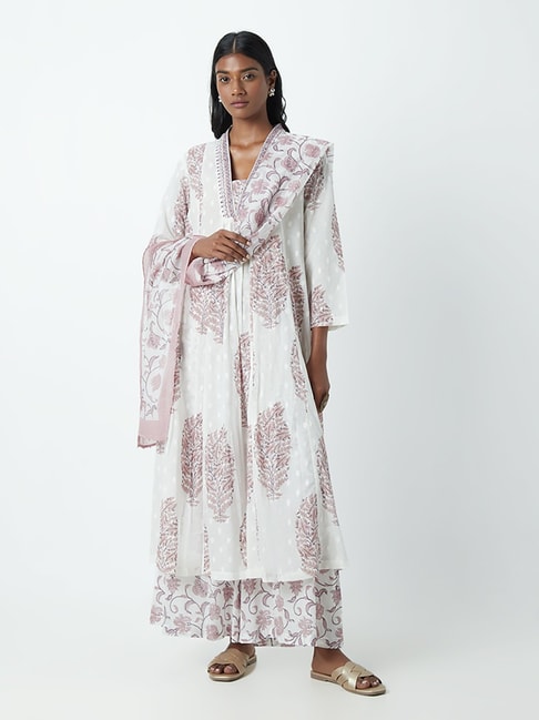 Zuba by Westside Mauve Floral Print A-Line Kurta Price in India