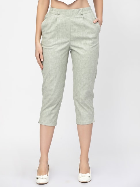 Marks  Spencer Trousers and Pants  Buy Marks  Spencer Black Cotton Mix  Slim Fit Cropped Trouser Online  Nykaa Fashion