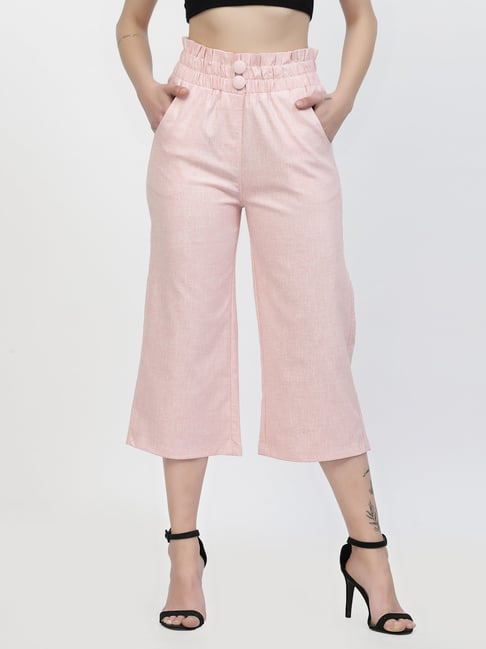 Westwood Pink Relaxed Fit Mid Rise Crop Pants